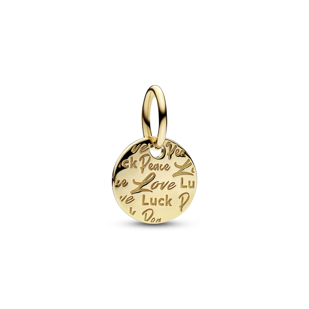 תליון זהב 14K Peace Love Luck תליון זהב 14K Peace Love Luck