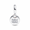 תליון כסף ורוז משפחה Key to Happiness