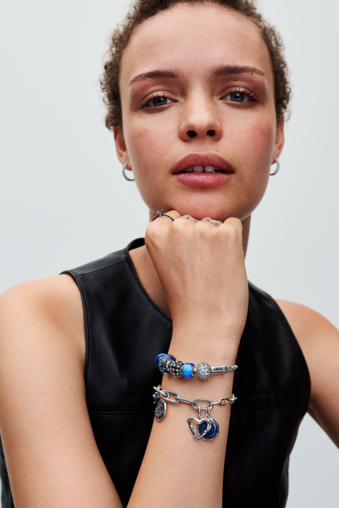 צארמ כסף זכוכית מוראנו כחולה